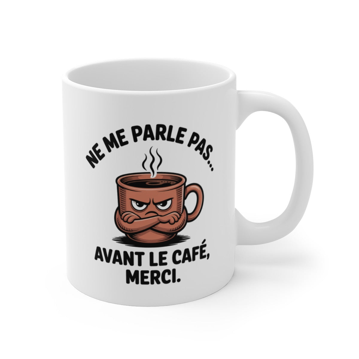 Tasse Humour Matin Café – Mug Grincheux 325ml – Cadeau Drôle Anti Bavard Avant Caffeine