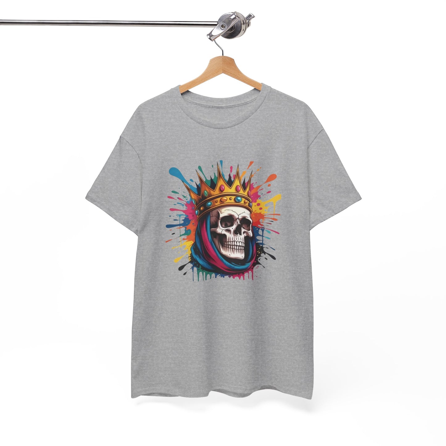 T-Shirt Crâne Couronne Adulte – Skull King Street Art – Tee Shirt Graphique Urbain Noir Blanc Gris Cadeau Original