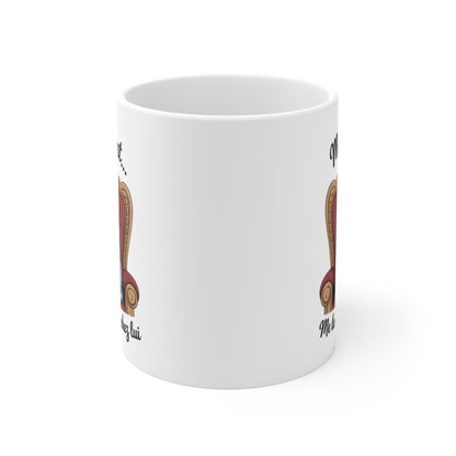 Mug Chat Roi – “Mon Chat Me Laisse Vivre Chez Lui” – Illustration Humour Félin & Trône
