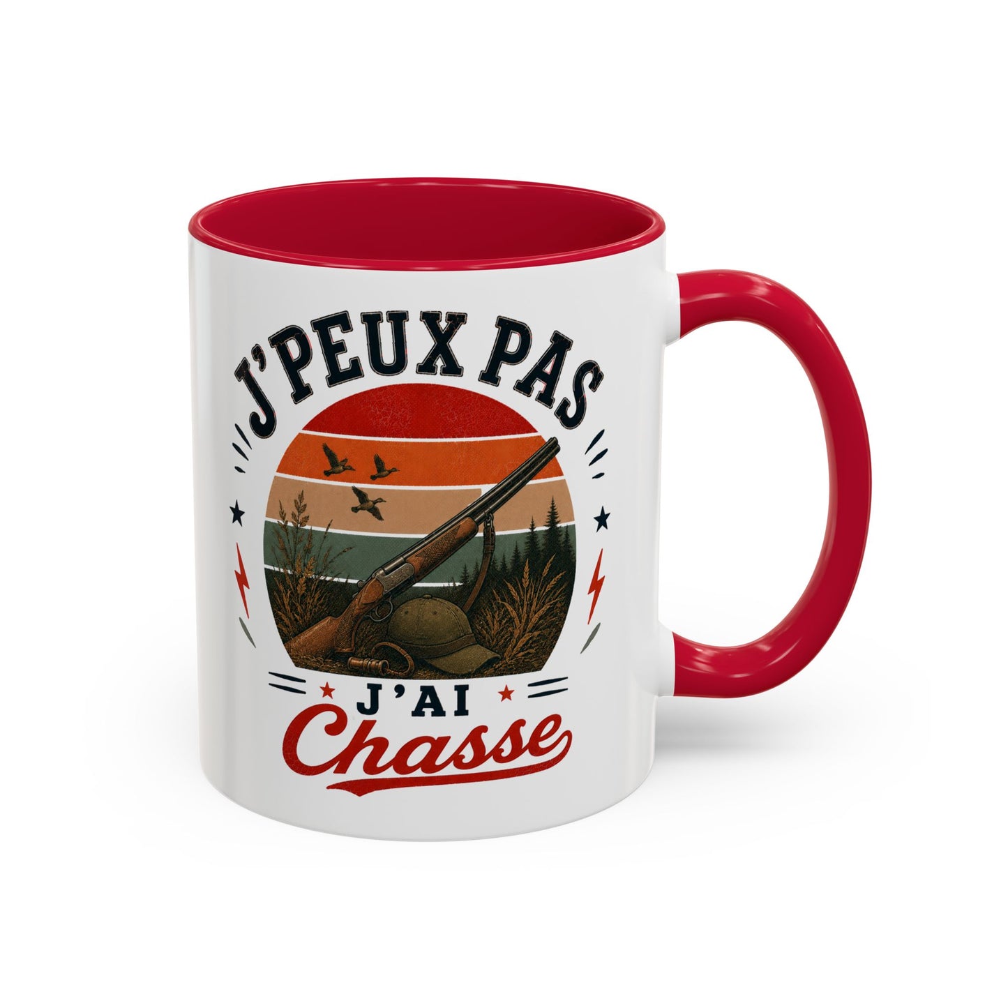 Tasse J’Peux Pas J’Ai Chasse – Mug Humour Chasseur Vintage – Cadeau Passion Chasse 325ml