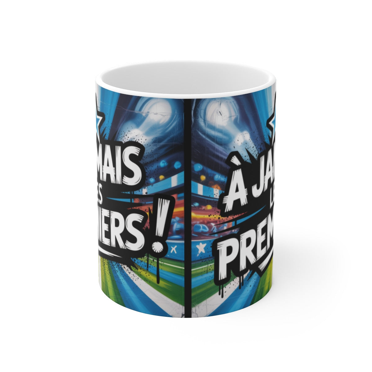 Tasse À Jamais Les Premiers – Mug Supporter Foot 325ml – Cadeau Fan Football Stade Marseillais