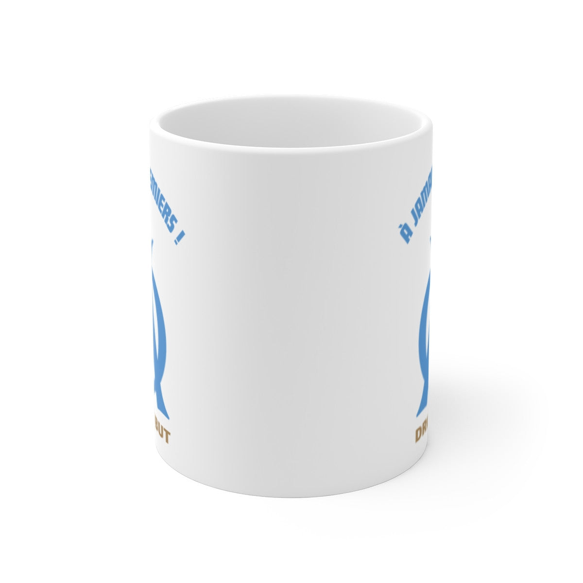 Tasse Supporter Marseille OM – Mug À Jamais Les Premiers 325ml – Cadeau Humour Foot Sud Bleu et Blanc