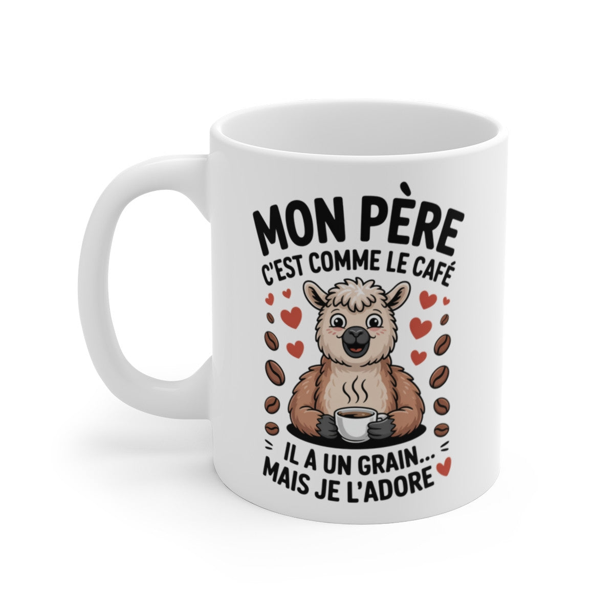 Tasse Humour Papa – Mug Café Père Drôle 325ml – Cadeau Lama Grain Fête des Pères Original