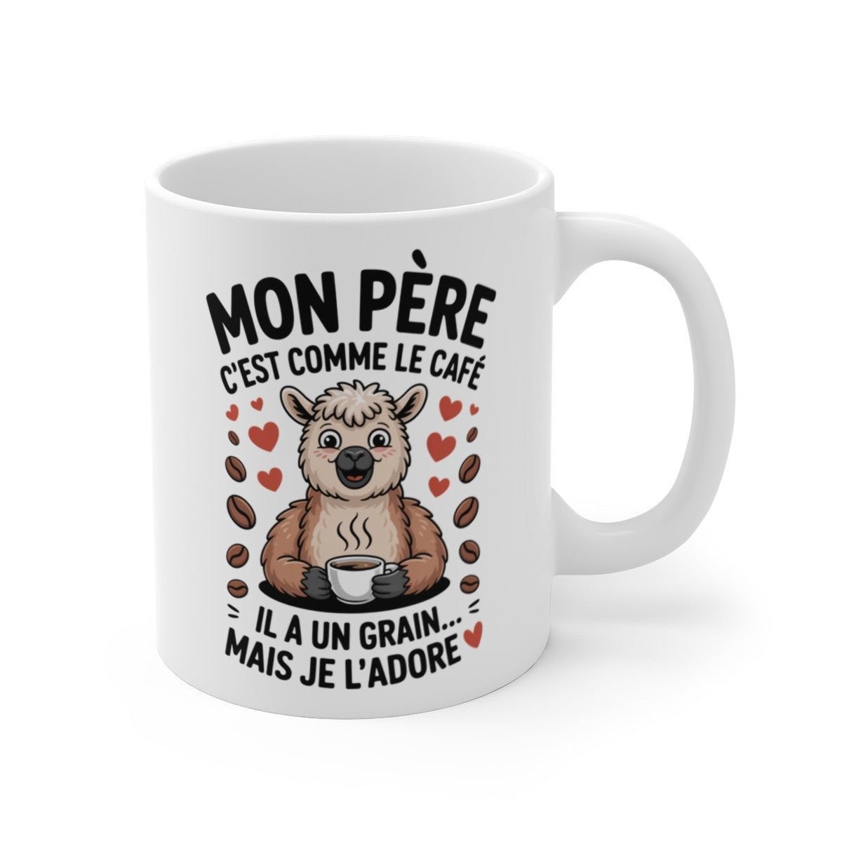 Tasse Humour Papa – Mug Café Père Drôle 325ml – Cadeau Lama Grain Fête des Pères Original