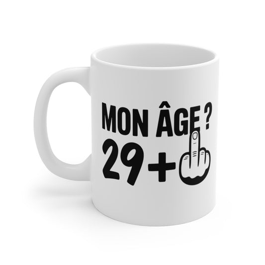 Tasse Humour Noir Anniversaire – Mug 29 Ans Plus Doigt d’Honneur – Cadeau Insolent 325ml Adulte Sarcastique