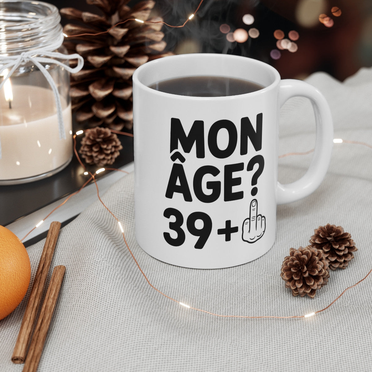 Tasse Humour 39 Ans – Mug Mon Âge 39 + Doigt d’Honneur – Cadeau Anniversaire Drôle & Insolent 325ml