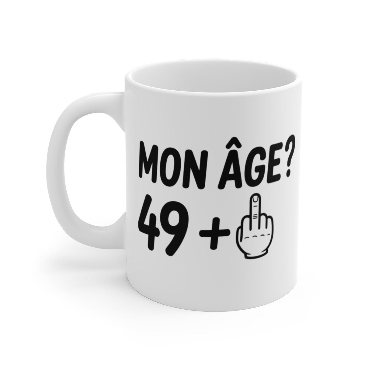 Tasse Humour 50 Ans – Mug Mon Âge 49 + Doigt d’Honneur – Cadeau Drôle Insolent Tranche d’Âge 325ml
