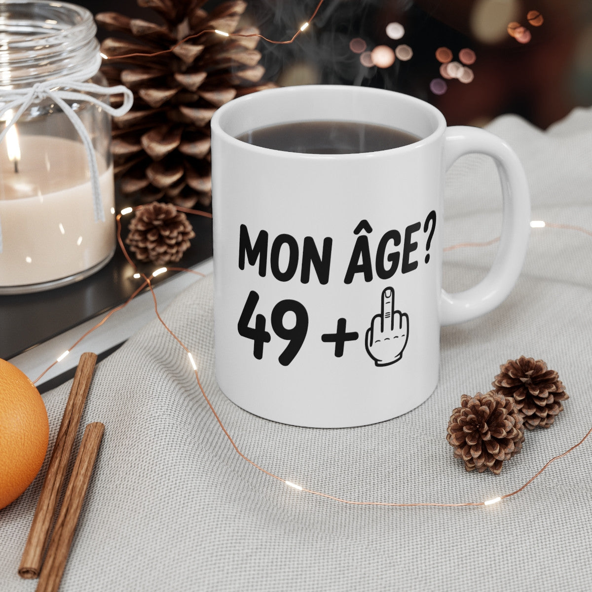 Tasse Humour 50 Ans – Mug Mon Âge 49 + Doigt d’Honneur – Cadeau Drôle Insolent Tranche d’Âge 325ml