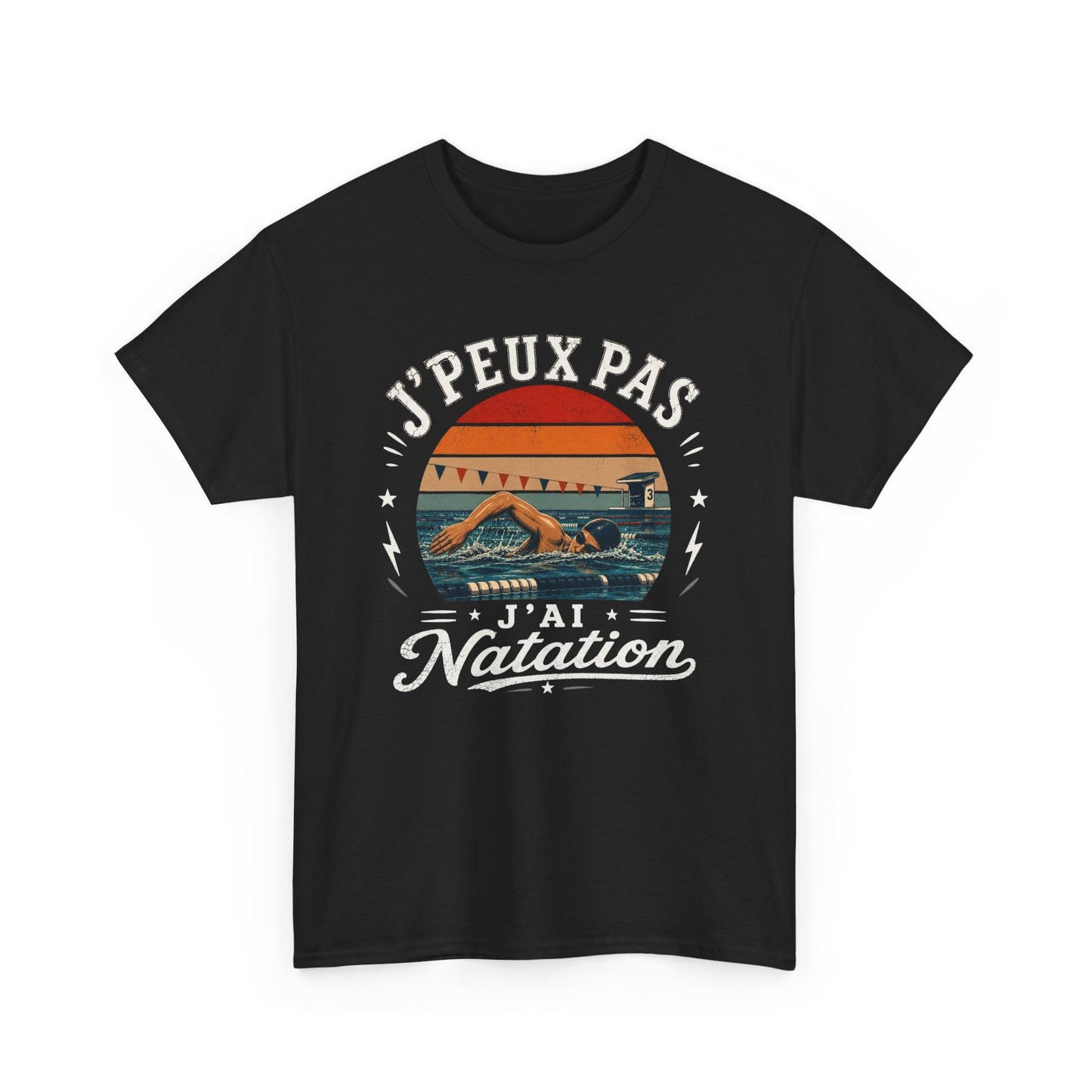 T-Shirt Homme – J’Peux Pas J’Ai Natation – Tee Shirt Nageur Piscine Crawl Entraînement Compétition Aquatique Sportif Cadeau Passion Sports Nautiques