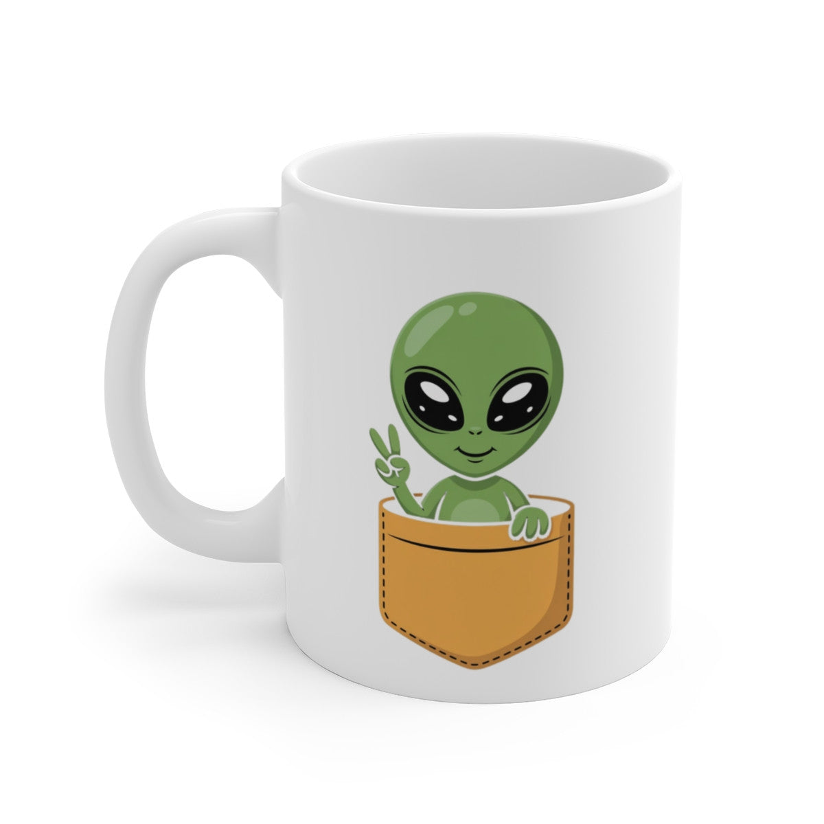 Tasse Alien Mignon dans la Poche – Mug Drôle Science-Fiction – Cadeau Original Geek & Fan d’Espace – 325ml