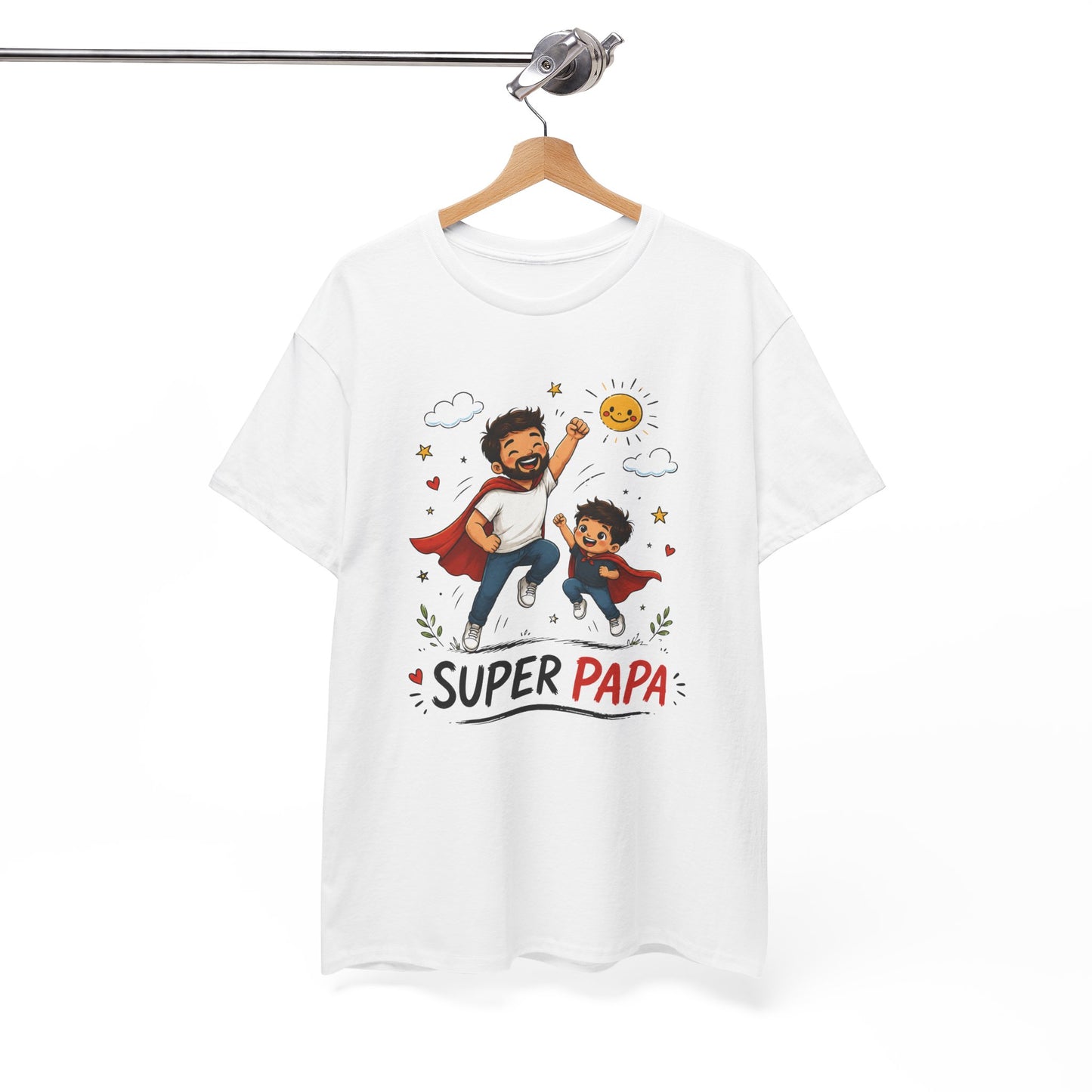 Tee-Shirt Super Papa – Cadeau Fête des Pères – Papa Héros avec Fils – Tee-Shirt Homme Amour Famille Père Enfant