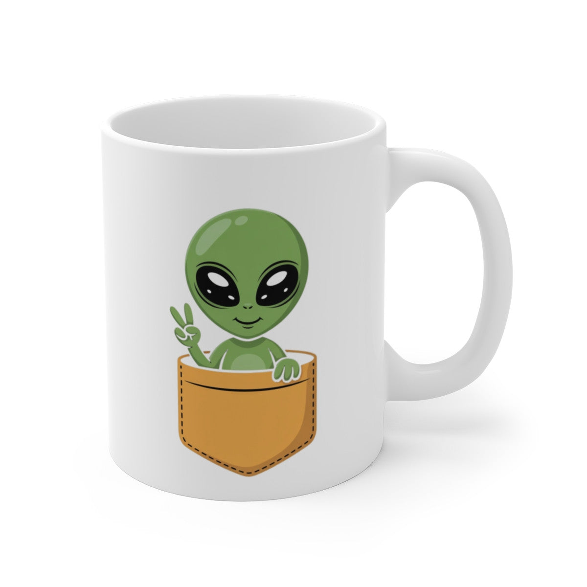 Tasse Alien Mignon dans la Poche – Mug Drôle Science-Fiction – Cadeau Original Geek & Fan d’Espace – 325ml