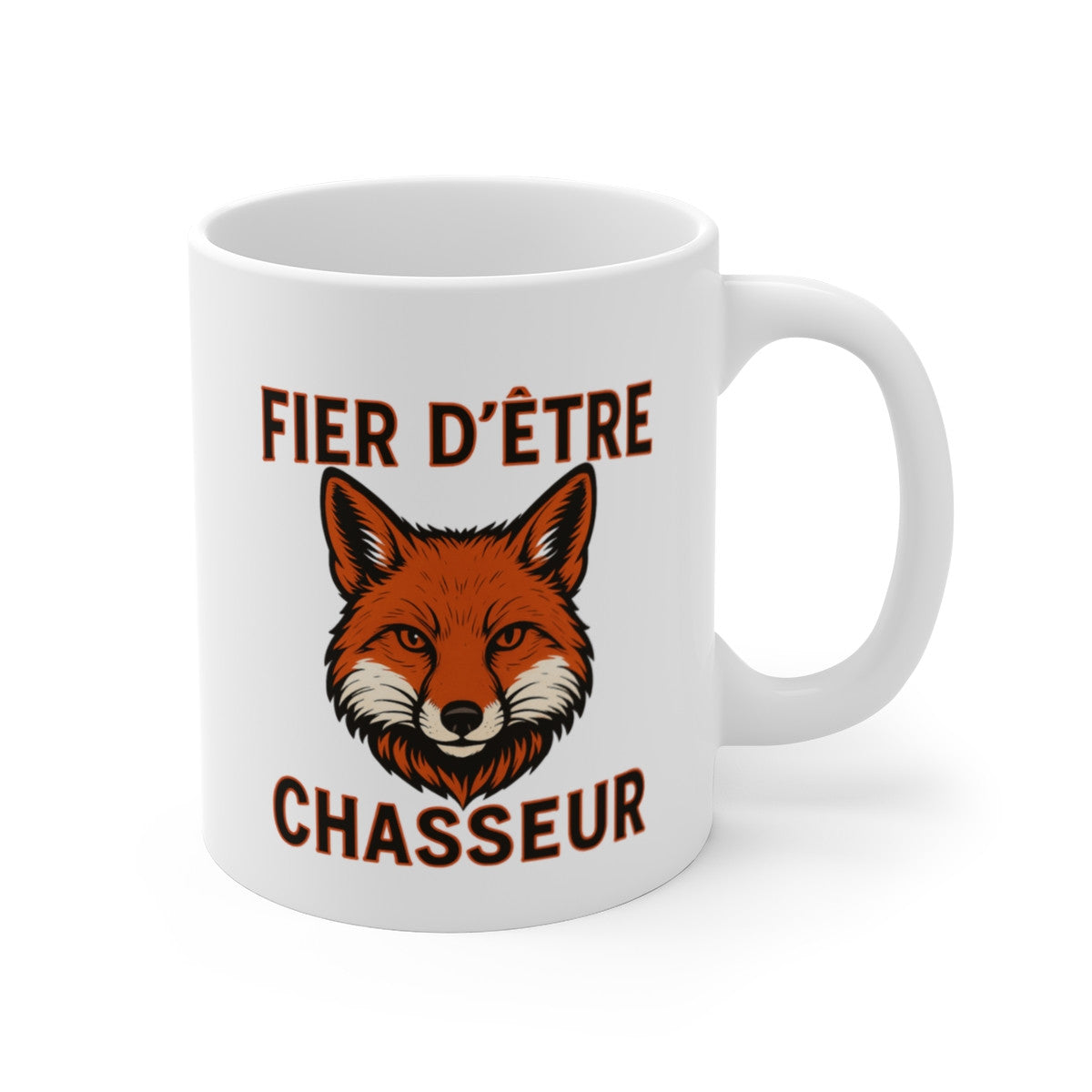Mug “Fier d’être Chasseur” avec Tête de Renard – Cadeau Original Chasseur – Humour Nature – 325ml