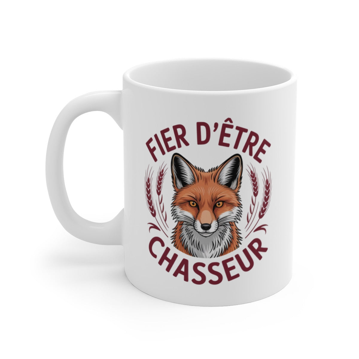 Mug Fier d’être Chasseur – Tête de Renard & Blé – Cadeau Chasseur Nature – 325 ml