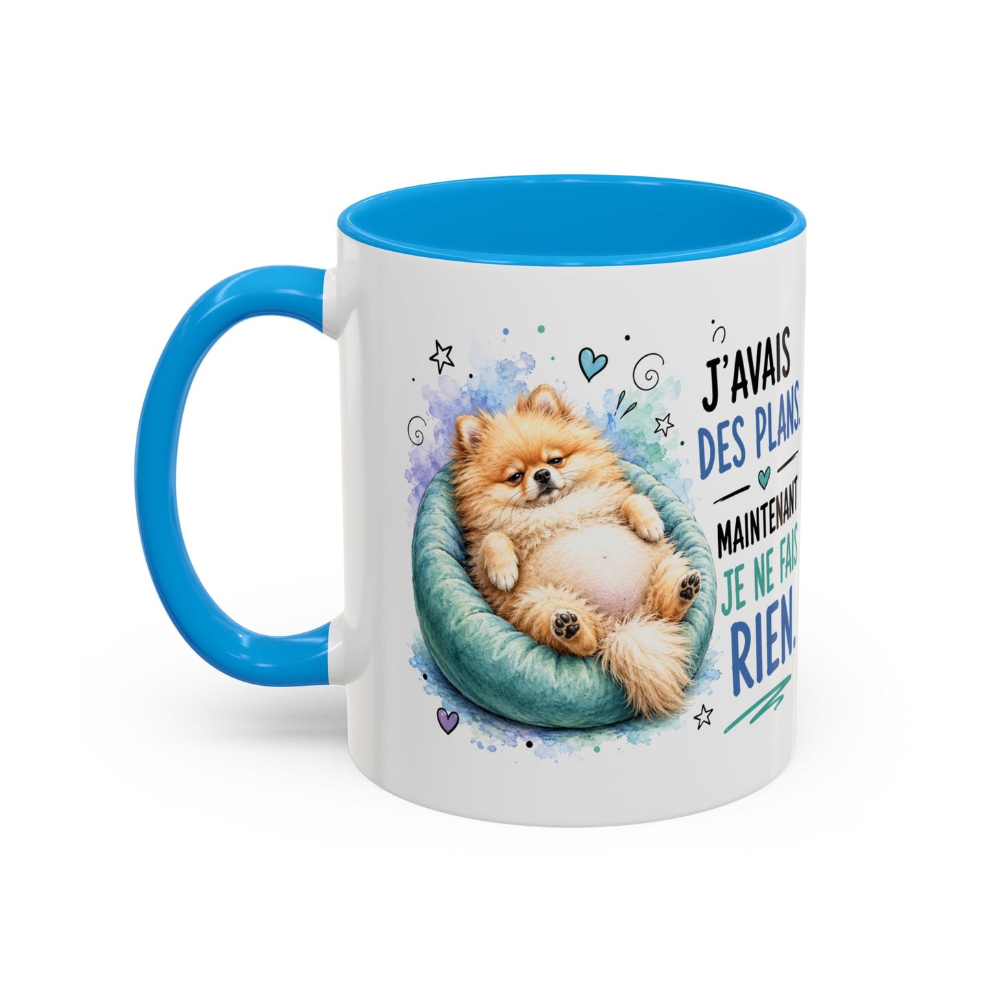 Tasse Spitz Nain Drôle Homme Femme – Mug J'Avais des Plans Maintenant Je Ne Fais Rien – Cadeau Humour Chien 325 ml