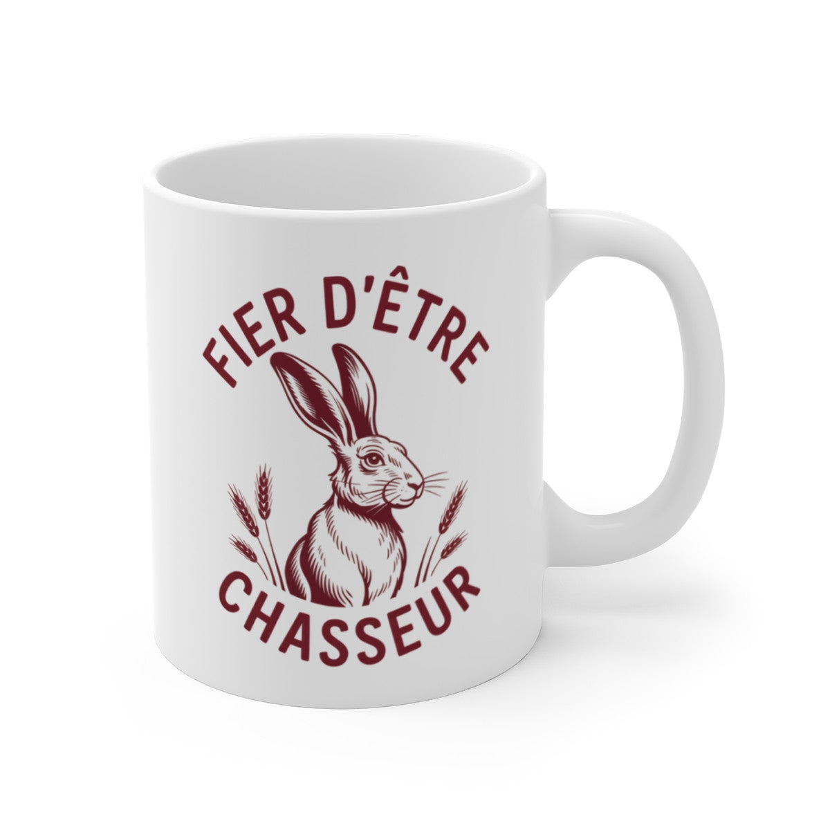 Mug “Fier d’être Chasseur” avec Lièvre – Tasse Nature Chasse – Idée Cadeau Originale – 325 ml