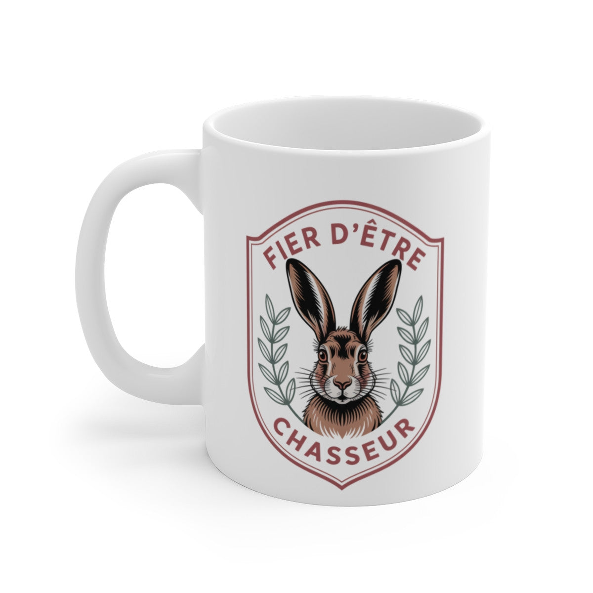 Tasse “Fier d’être Chasseur” Blason Lièvre – Mug Original Gibier – Cadeau Passion Chasse – 325 ml
