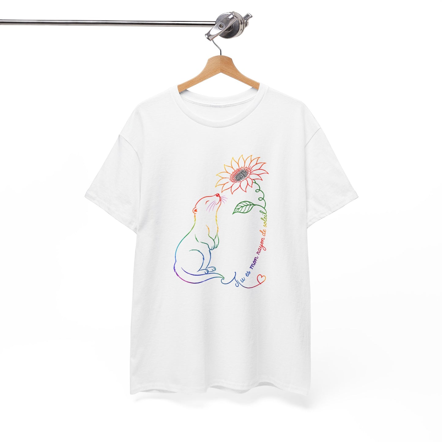 Tee Shirt Femme Loutre Tournesol Multicolore Animal Nature Fleur Cadeau Amoureuse des Loutres Original