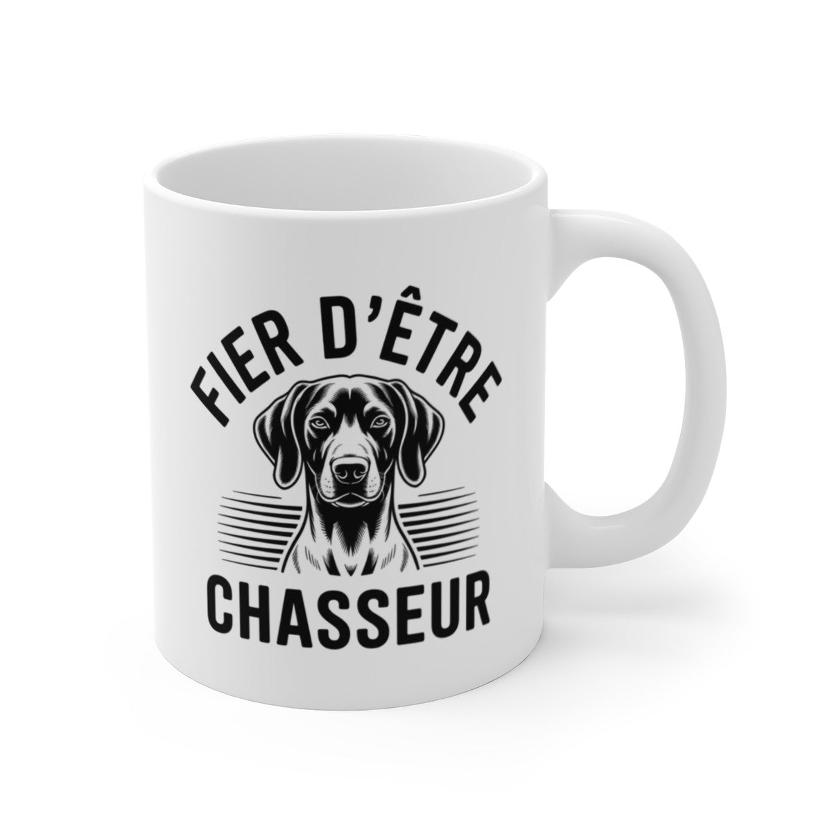 Tasse Chasseur avec Chien Noir – Mug Passion Chasse Cynophile – Cadeau Gibier Forêt 325ml