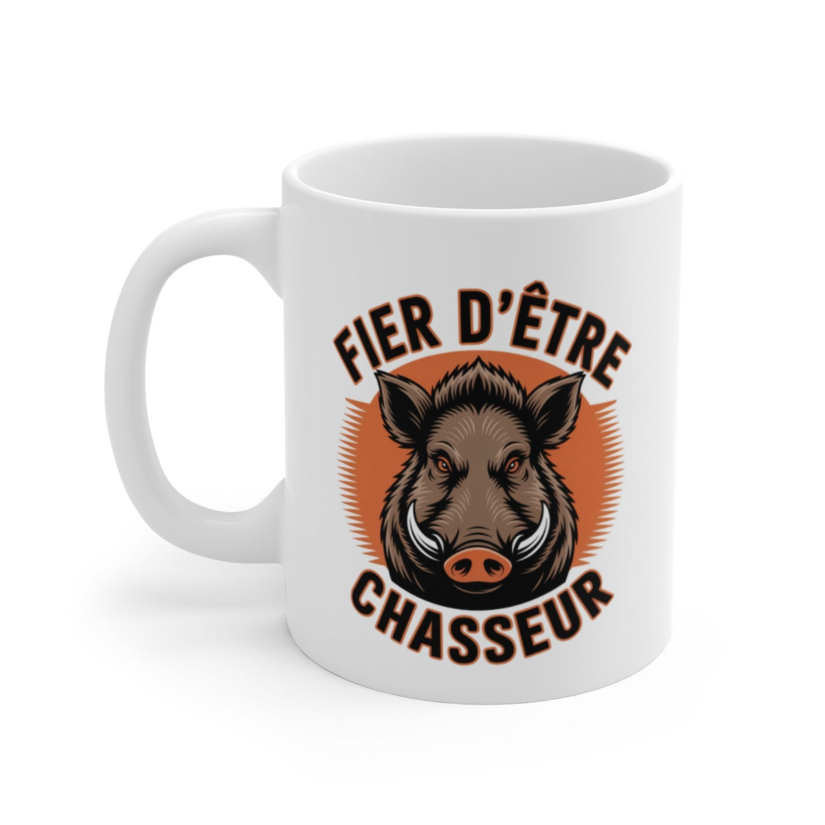 Tasse Chasseur Sanglier – Mug Fier d’être Chasseur – Cadeau Chasse Forêt Original 325ml