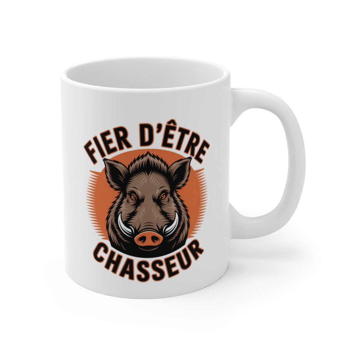 Tasse Chasseur Sanglier – Mug Fier d’être Chasseur – Cadeau Chasse Forêt Original 325ml