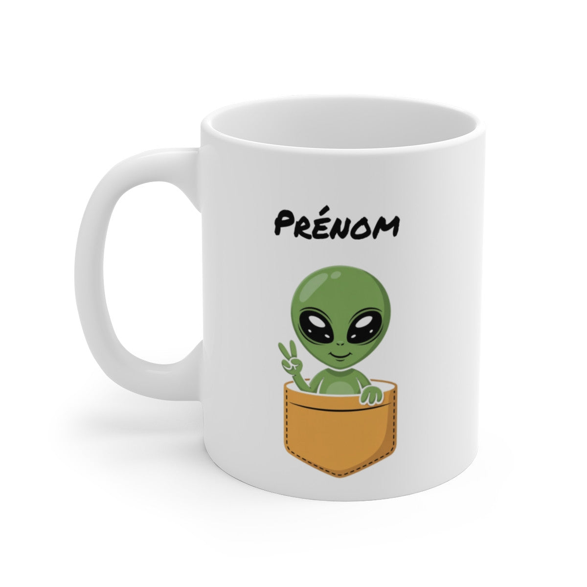 Tasse Alien Personnalisable avec Prénom – Mug Extraterrestre Mignon Geek Humour OVNI 325ml