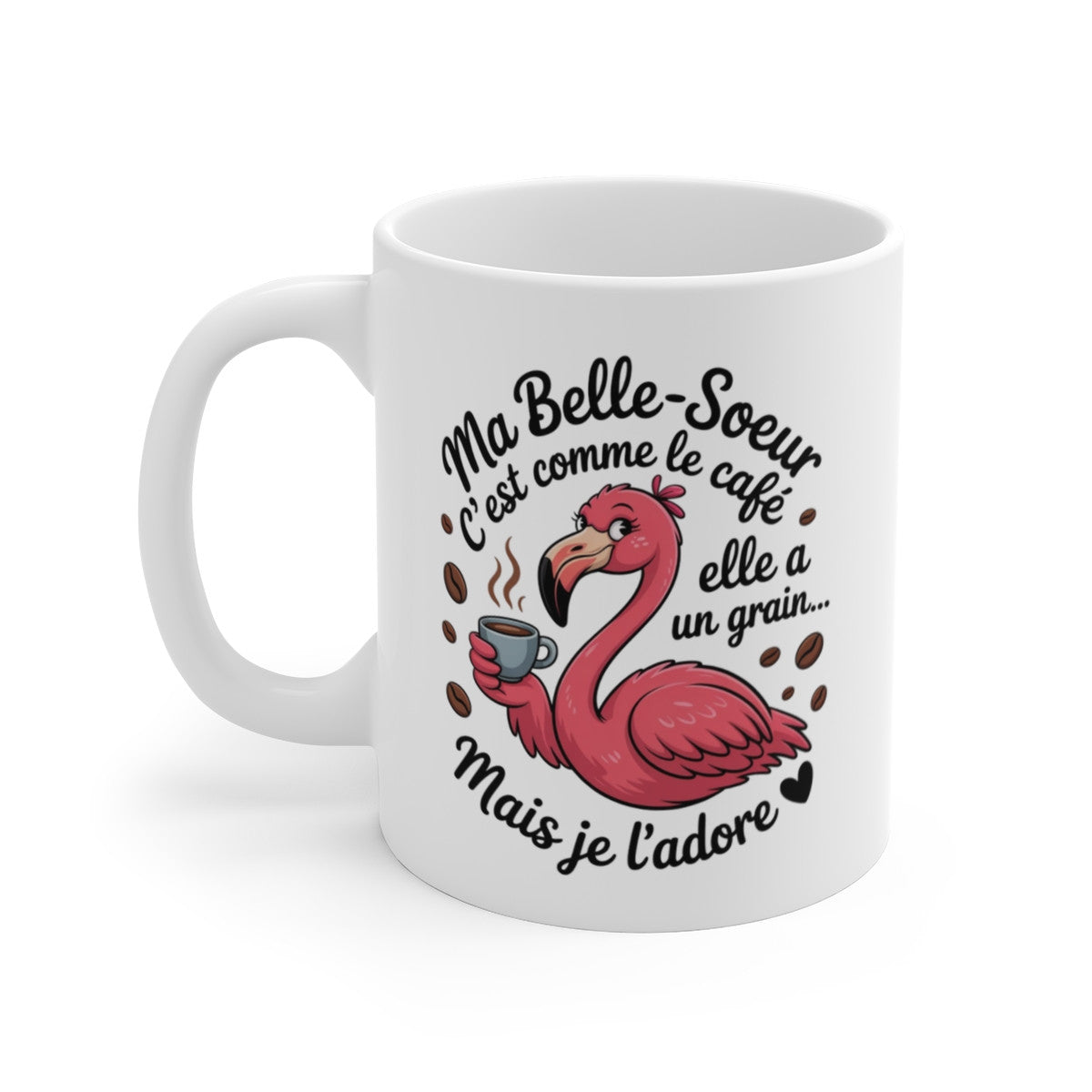 Tasse Belle-Sœur Humoristique – Mug Flamant Rose et Café – Cadeau Original Femme Famille Drôle 325ml