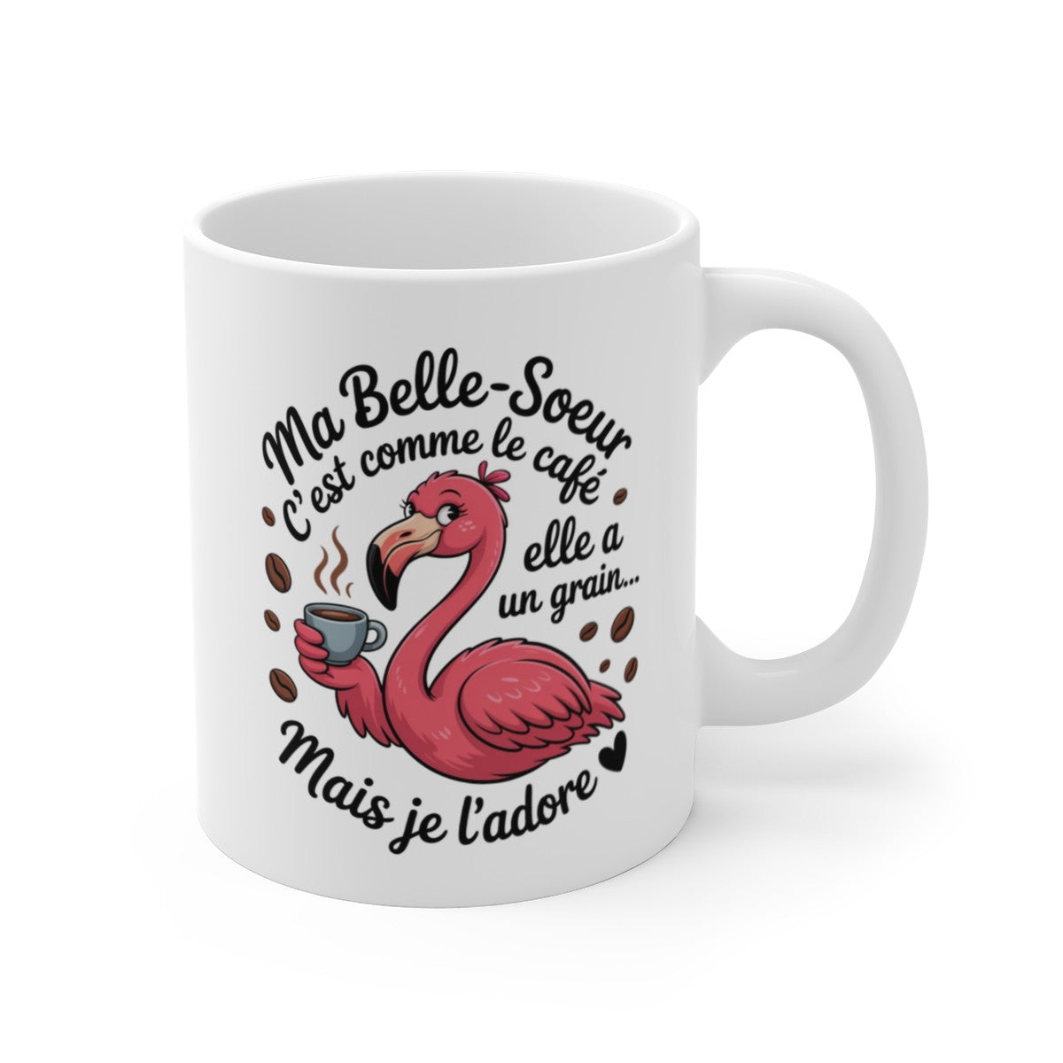 Tasse Belle-Sœur Humoristique – Mug Flamant Rose et Café – Cadeau Original Femme Famille Drôle 325ml