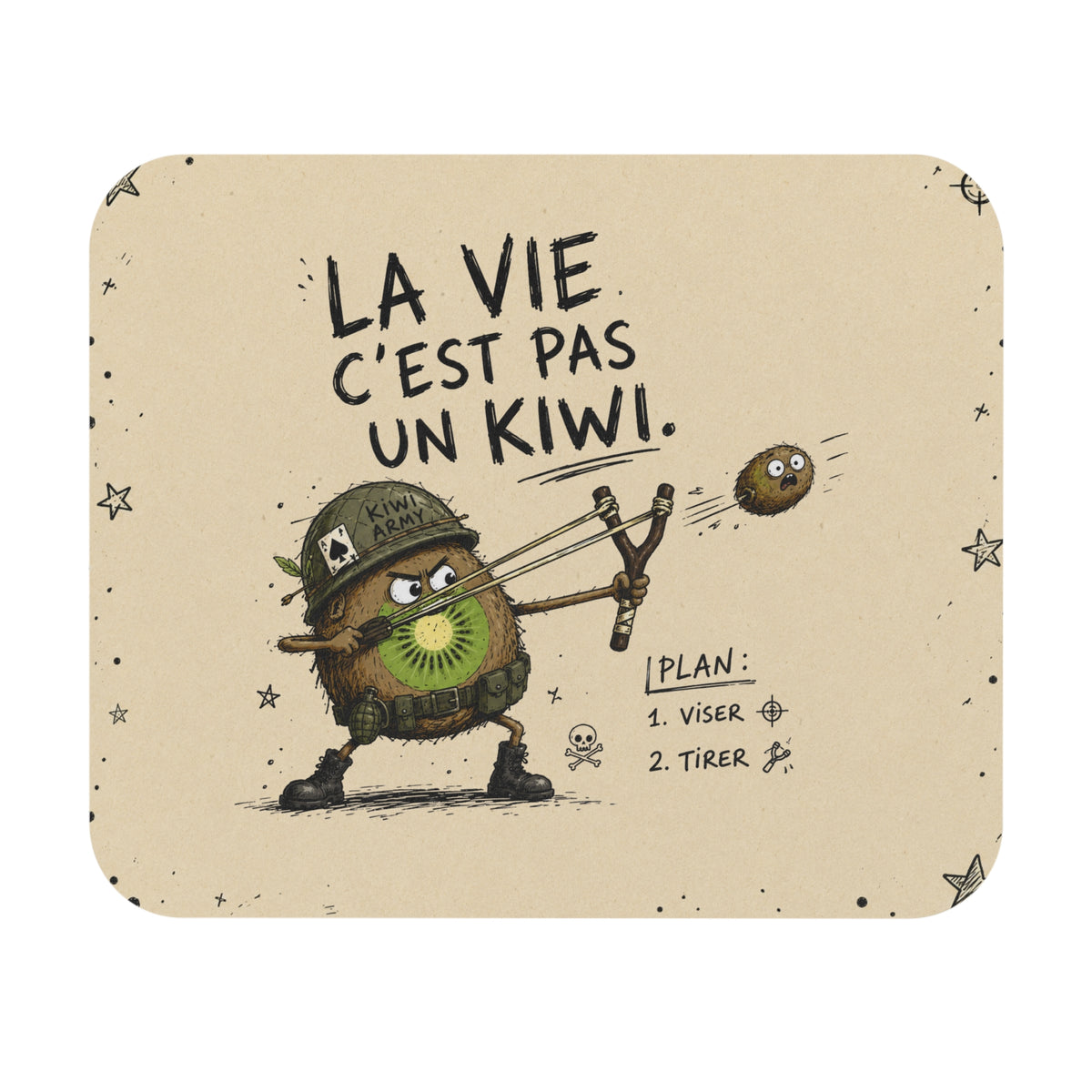 Tapis de Souris 22x18 cm La Vie C’est Pas un Kiwi – Kiwi Soldat Humour – Cadeau Drôle Original Bureau
