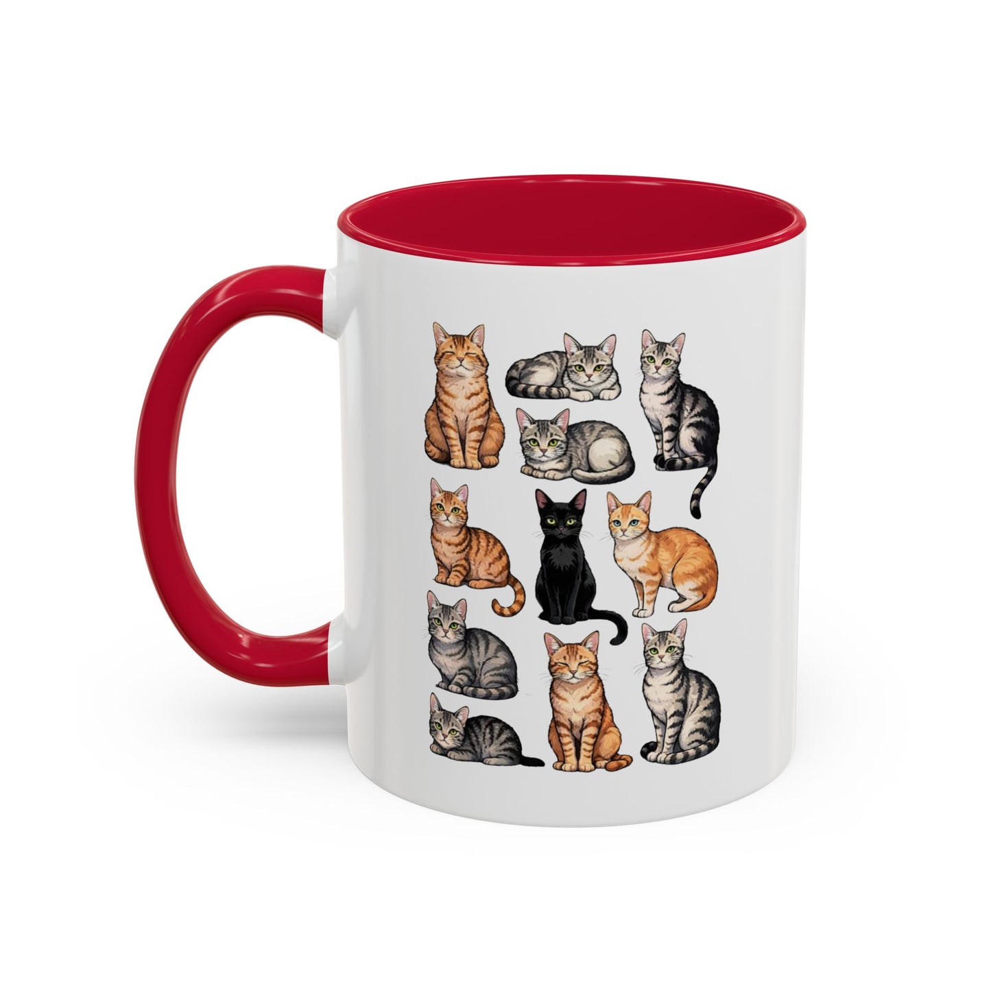 Tasse Chats Multiples Illustrés – Mug Collection Chats Différentes Races – Cadeau Amoureux des Chats