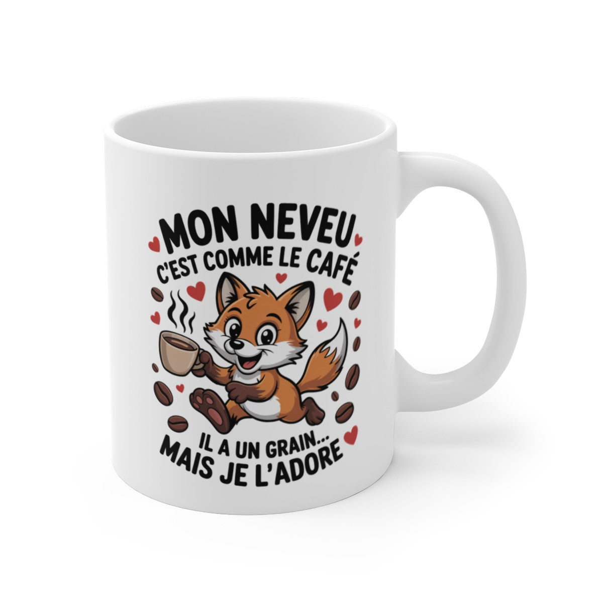 Tasse Mon Neveu Renard – Mug Humour Famille Café – Cadeau Original et Mignon pour Neveu 325ml