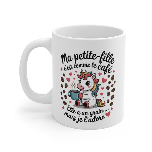 Tasse Ma Petite-Fille Licorne – Mug Drôle Café Arc-en-Ciel – Cadeau Original Fille Ado Enfant 325ml