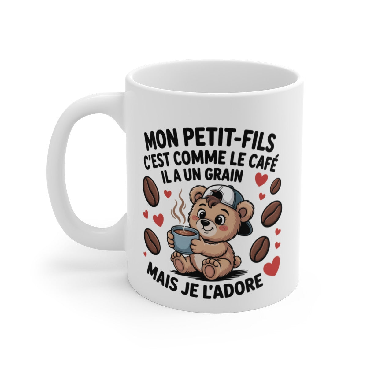 Tasse Mon Petit-Fils Ours – Mug Drôle et Mignon avec Café – Cadeau Enfant Garçon Famille Original 325ml