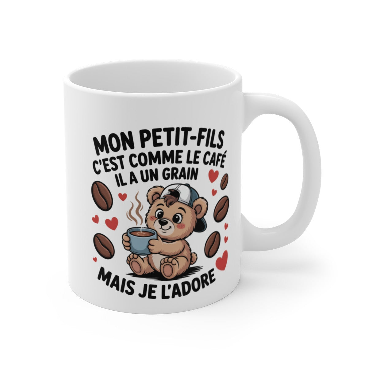 Tasse Mon Petit-Fils Ours – Mug Drôle et Mignon avec Café – Cadeau Enfant Garçon Famille Original 325ml
