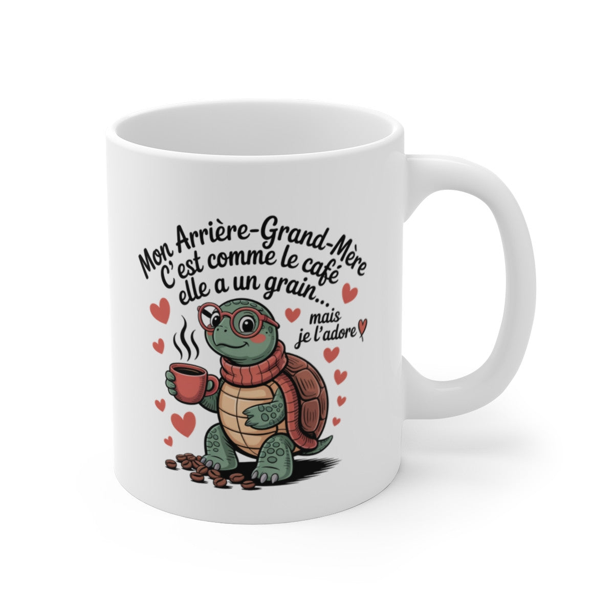 Tasse Mon Arrière-Grand-Mère Tortue – Mug Café Humour Mamie – Cadeau Original Famille Tendresse 325ml
