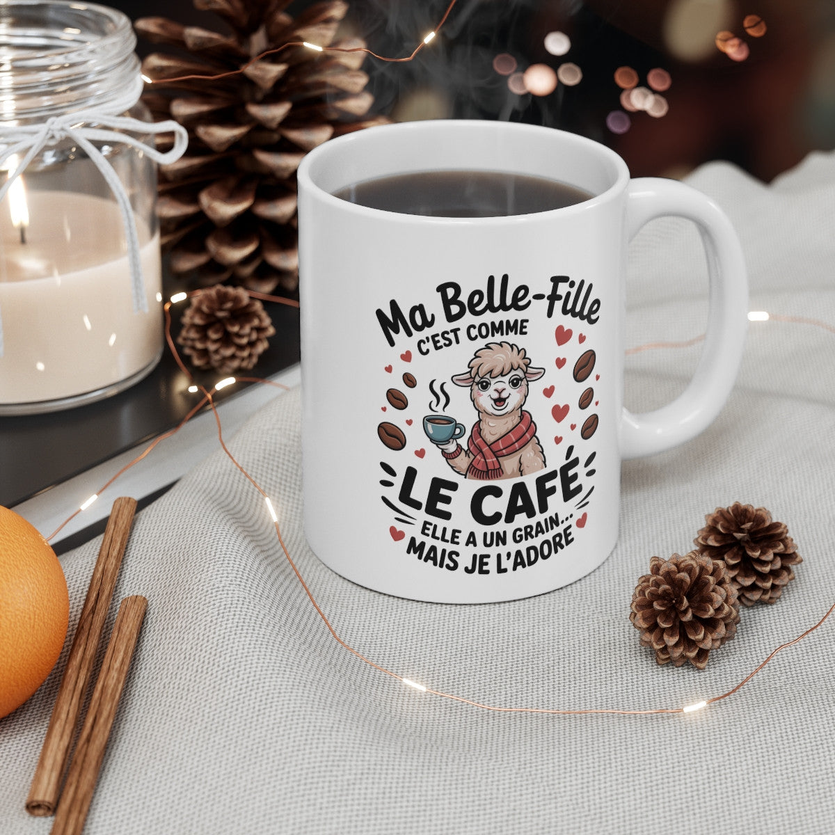 Tasse Belle-Fille Alpaga – Mug Humour Animal Café – Cadeau Original Famille Filleule Drôle 325ml