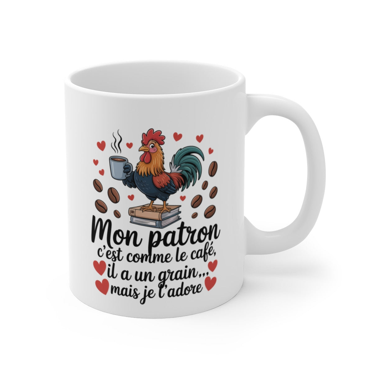 Tasse Mon Patron Coq – Mug Humour Café Travail – Cadeau Drôle pour Chef Patron Original 325ml