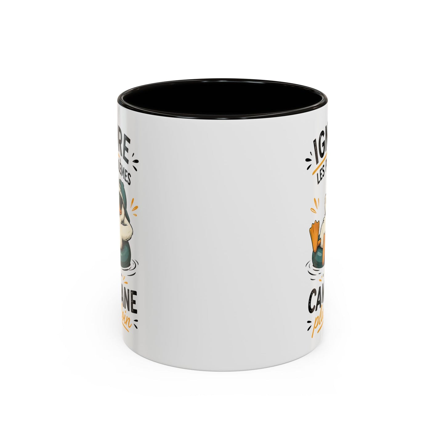 Tasse Humoristique Canard Relax – Ignore les Problèmes et Cancane Plus Loin – Mug Drôle Canard Bouée 325ml