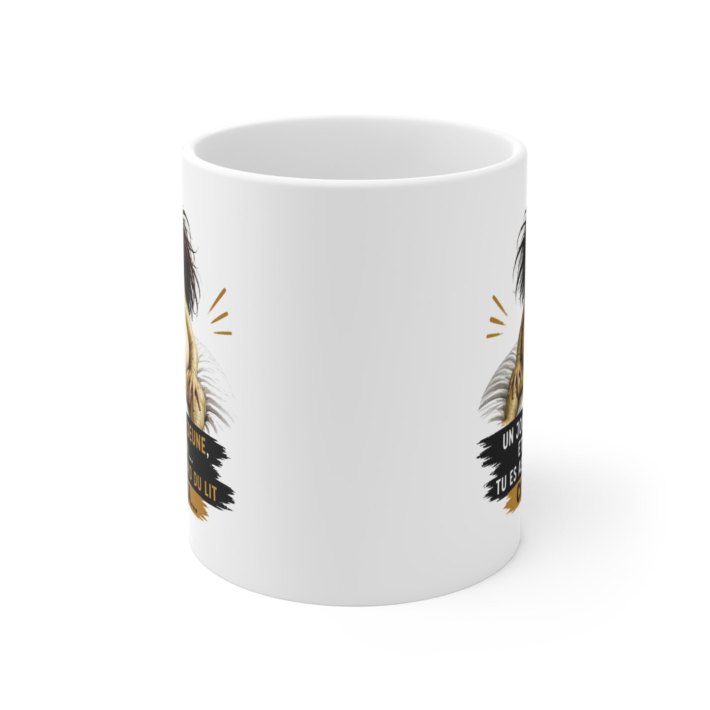 Tasse Un Jour Tu Es Jeune Et Un Matin – Mug Humour Fatigue Réveil – Cadeau Drôle Homme Femme 325ml