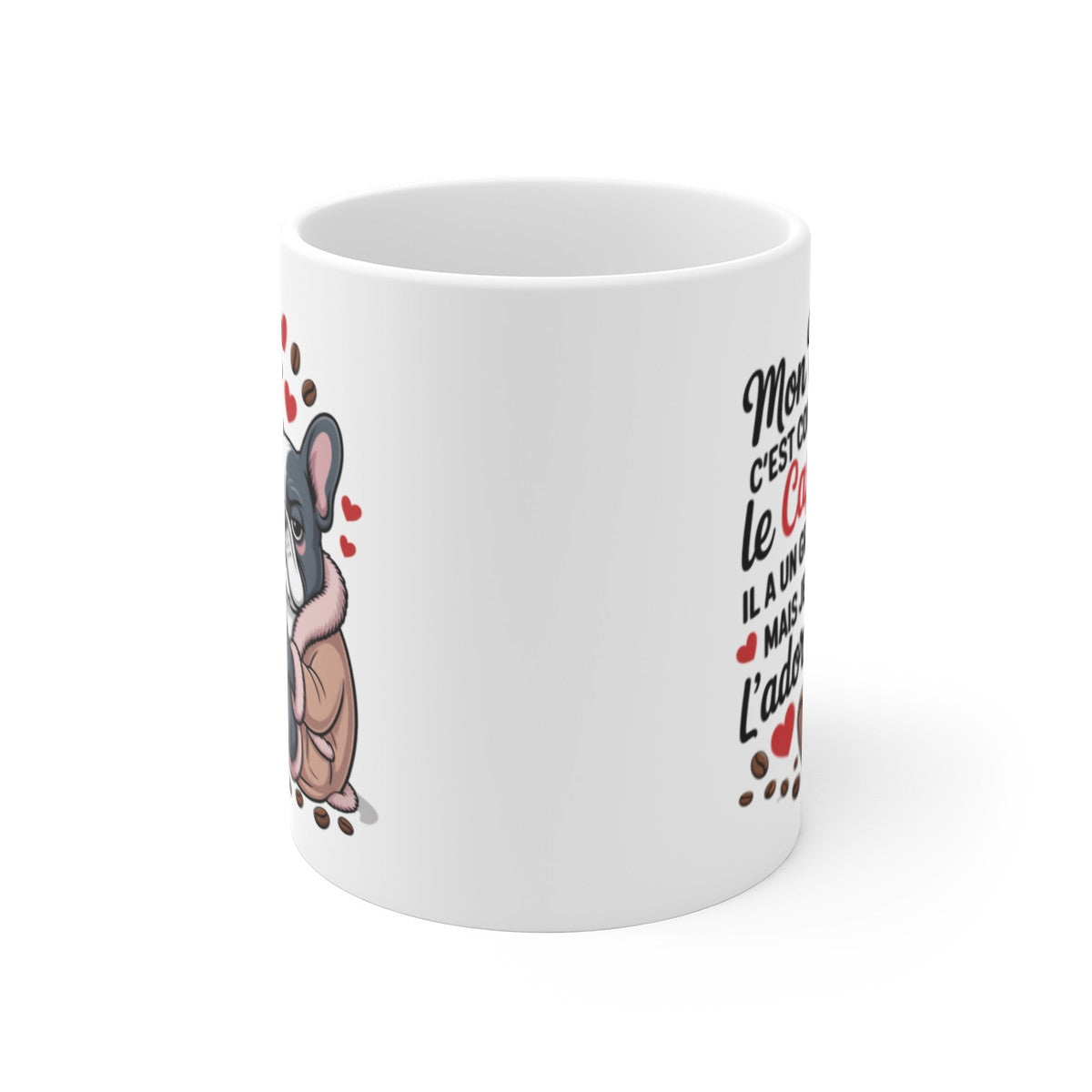 Tasse Mon Mari Comme le Café – Mug Humour Bouledogue Français – Cadeau Mari Rigolo Amour Café 325ml