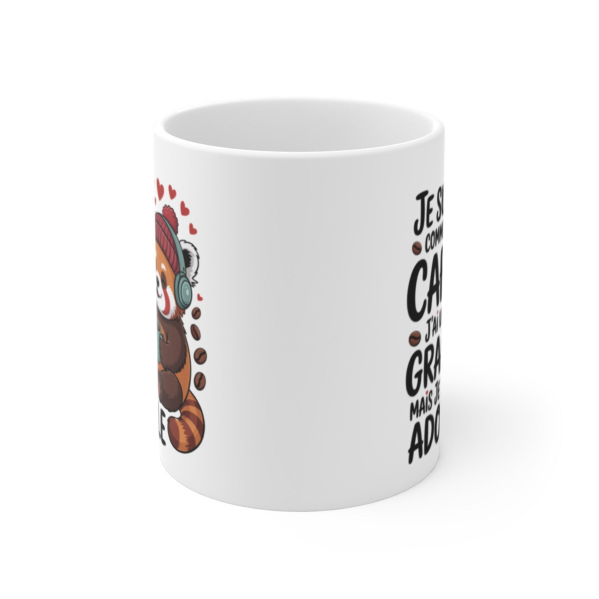 Tasse Panda Roux Drôle – Mug Café « J’ai un grain » – Cadeau Humour Mignon et Original 325ml