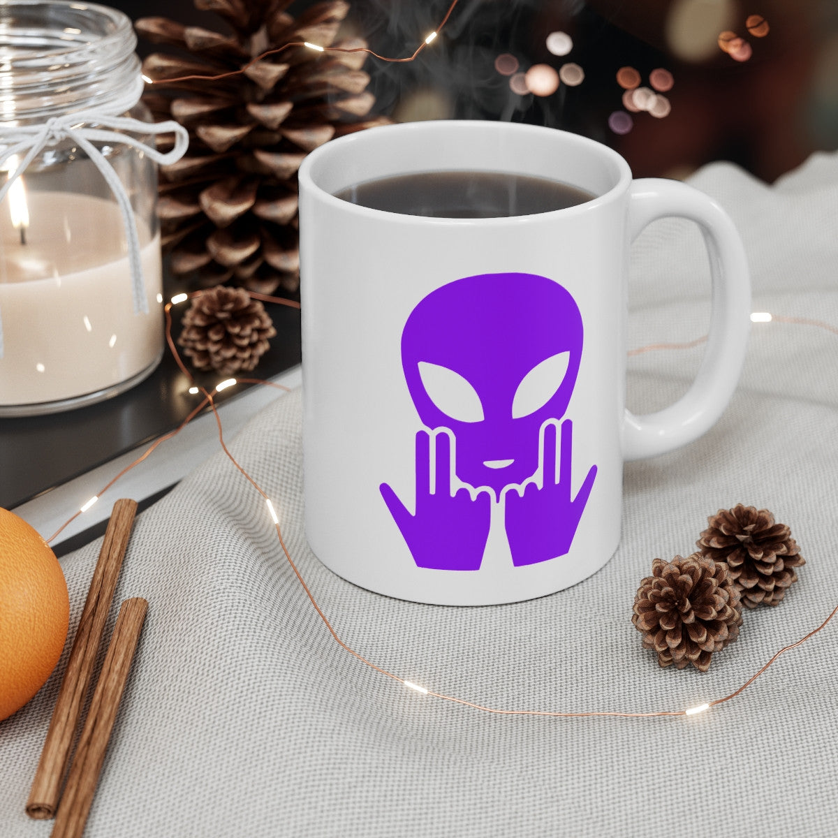 Teecustom Mug Alien Signe JUL OVNI Violet Style Rap Français Cadeau Original et Fun