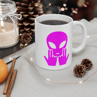 Teecustom Mug Alien Signe JUL OVNI Style Rap  Rose Français Cadeau Original et Fun