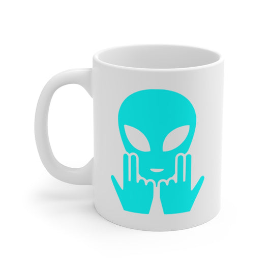 Teecustom Mug Alien Signe JUL  Bleu OVNI Style Rap Français Cadeau Original et Fun