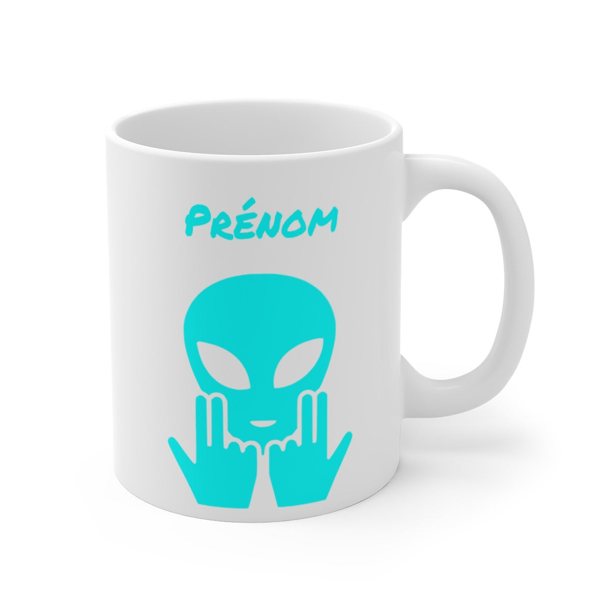 Mug Alien Personnalisé avec Prénom Bleu Tasse Humour OVNI Signe Jul Cadeau Drôle et Original