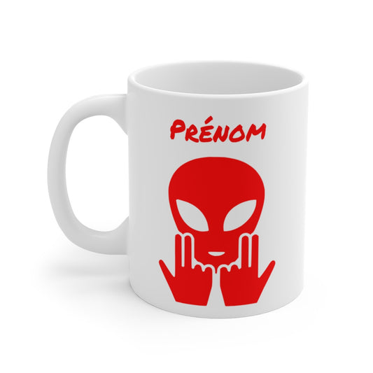 Mug Alien Personnalisé avec Prénom Tasse Humour OVNI Rouge Signe Jul Cadeau Drôle et Original
