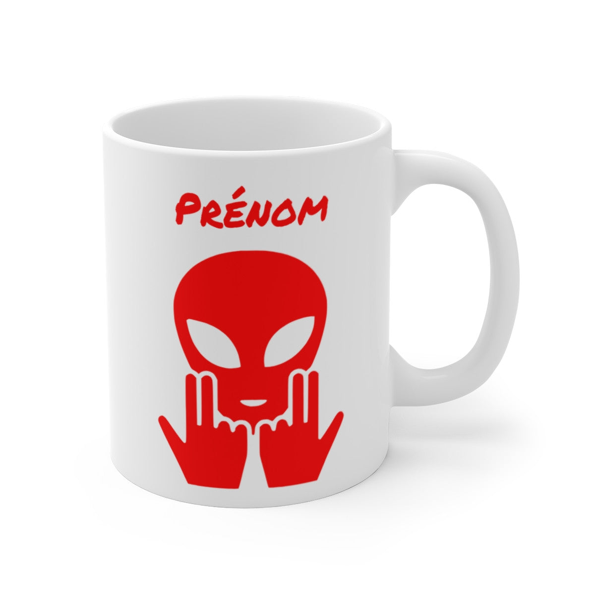 Mug Alien Personnalisé avec Prénom Tasse Humour OVNI Rouge Signe Jul Cadeau Drôle et Original