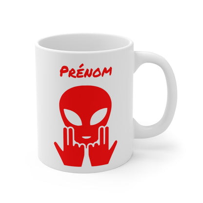 Mug Alien Personnalisé avec Prénom Tasse Humour OVNI Rouge Signe Jul Cadeau Drôle et Original