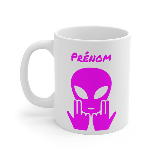 Mug Alien Personnalisé avec Prénom Tasse Humour  Rose OVNI Signe Jul Cadeau Drôle et Original