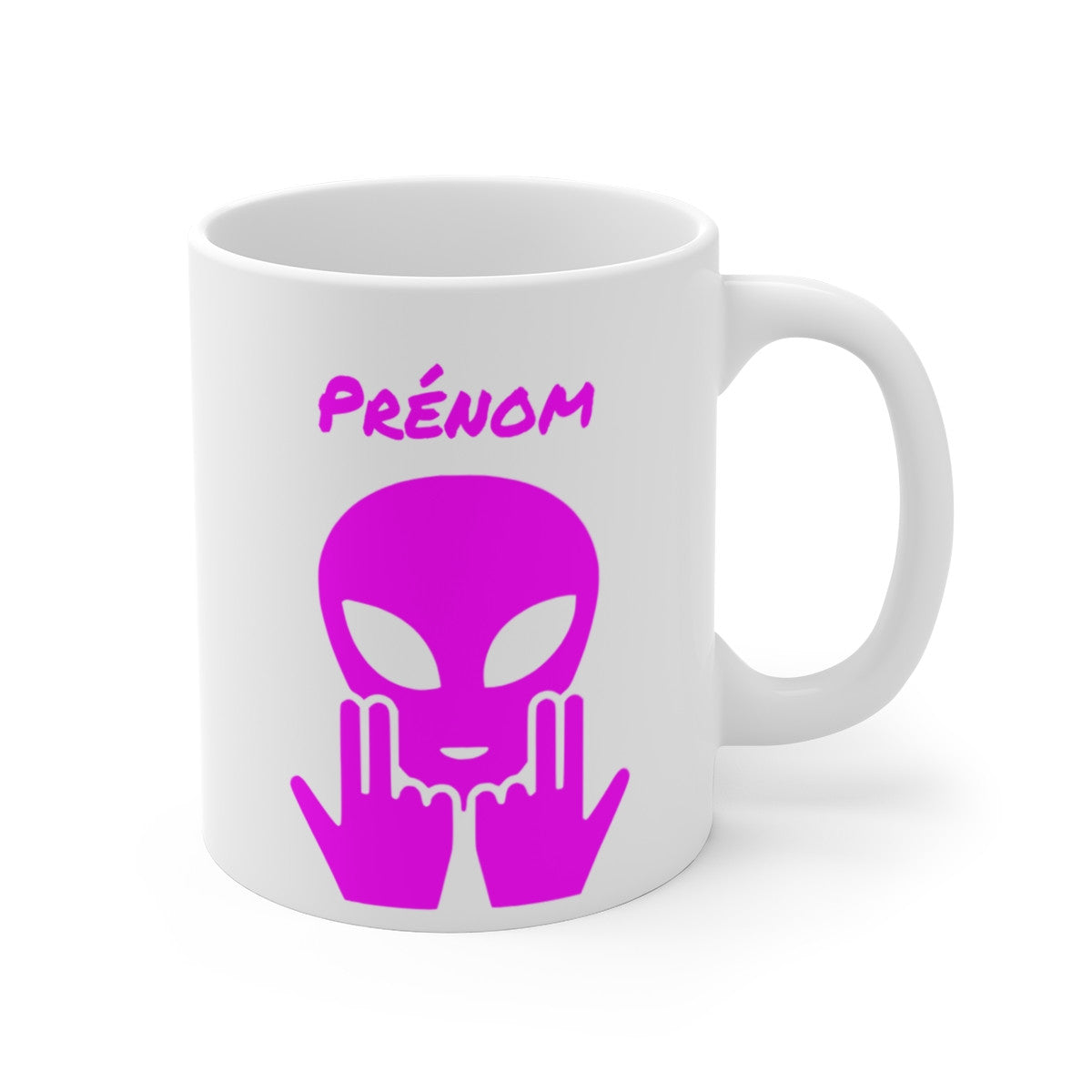 Mug Alien Personnalisé avec Prénom Tasse Humour  Rose OVNI Signe Jul Cadeau Drôle et Original